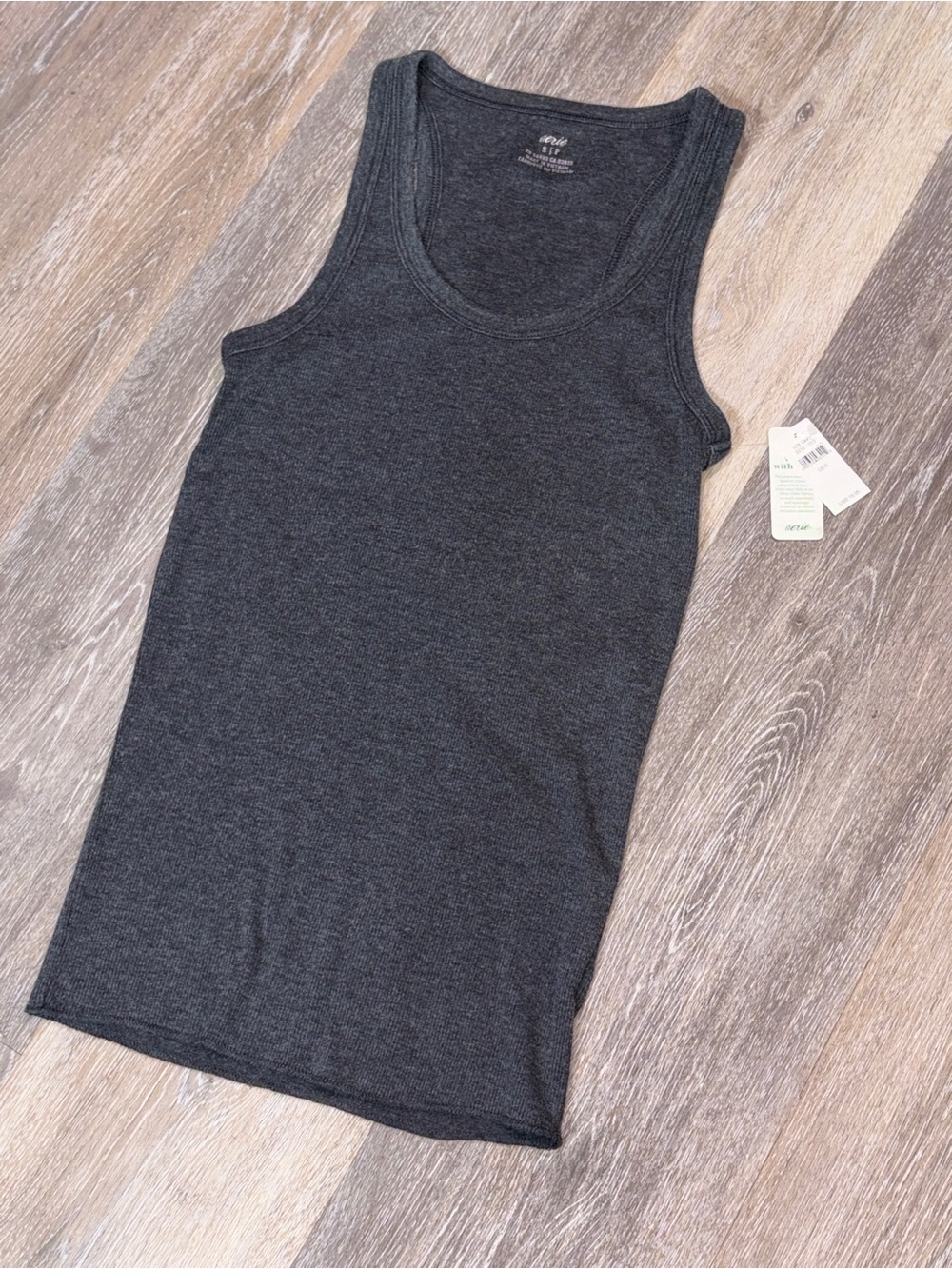 aerie Charcoal Gray Ribbed Tank Top